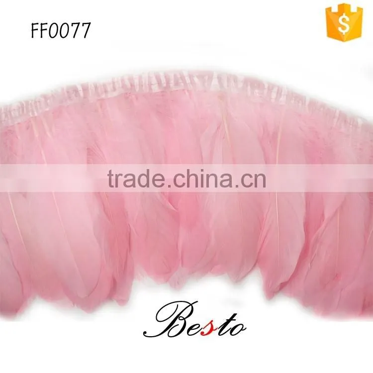 Bulk dyed light pink goose feather trimmings for garment accessories