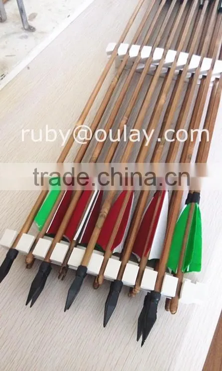 Nature Bamboo Arrows With Three Different Weights Screw-in Points And Brass Inserts