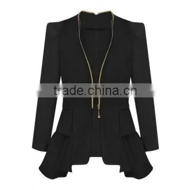 White /Black Fashion Womens Coat Sexy Ladies Zipper Irregular Blazer Jacket Suit