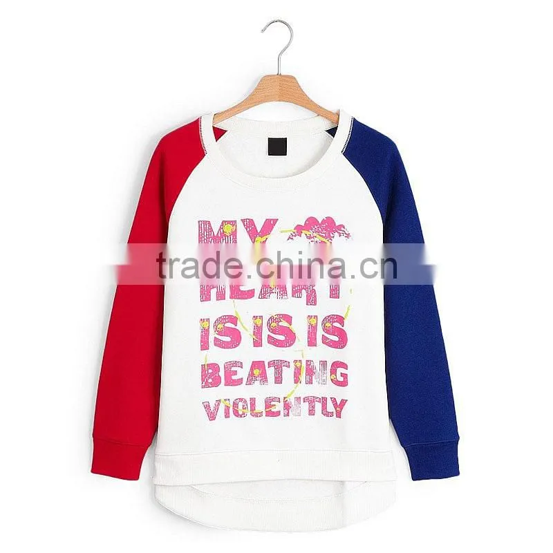 High quality women cut & sew screen printing t shirt