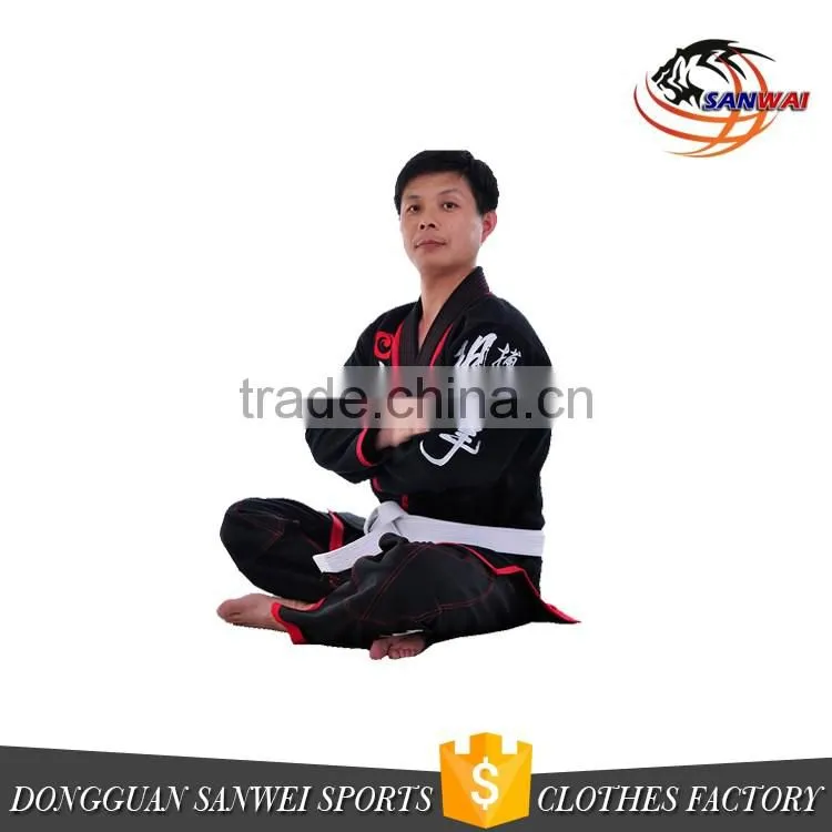 Custom embroidery patches japanese kimono uniform 100% cotton pearl weave fabric with embroidery and woven patches bjj gi