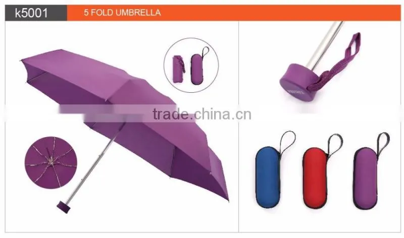 Wholesale Lady Outdoor Cheap Custom Print 5 Fold Umbrella With Case