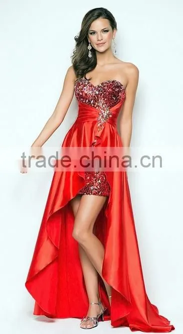 crystal beaded evening short front long back dress casual