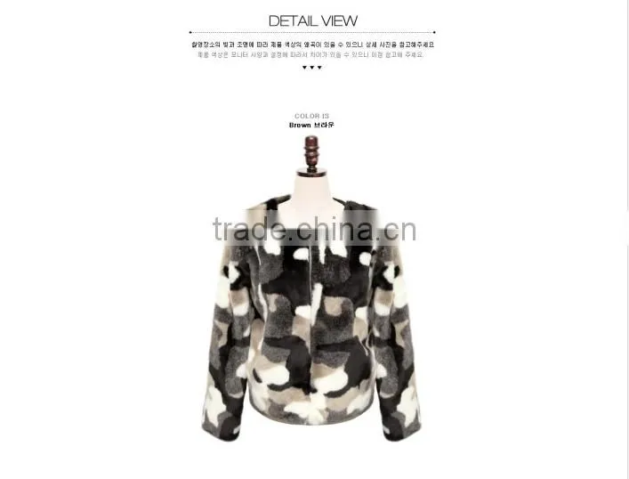 Europe style woman joint colour faux fox fur short overcoat lady fashionable printed short jackets