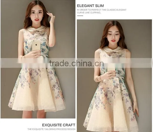 2015 Women Summer Dress Print New Fashion Casual Dresses Sleeveless Short Printed Party Girls Vestidos Femininos Hot Sale