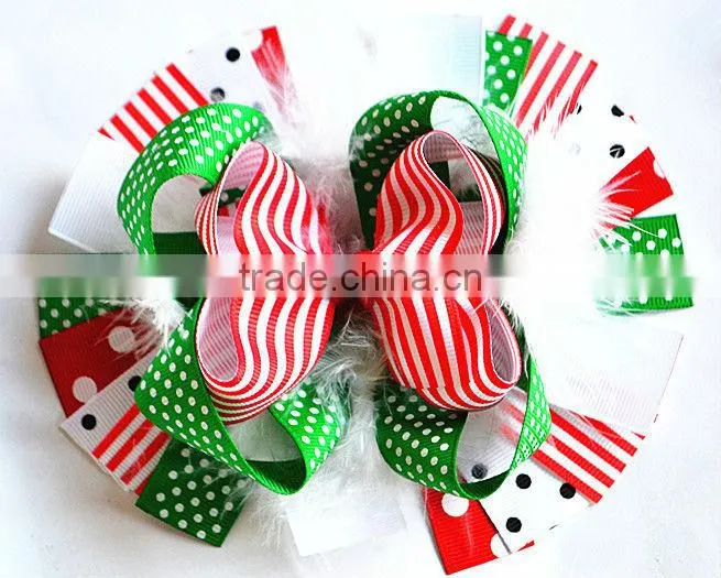 2014 christmas hair bow for kids, baby christmas hair bows