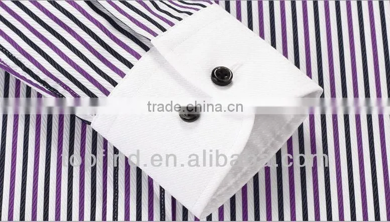 Formal double collar 100% cotton long sleeve stripe Men Shirts