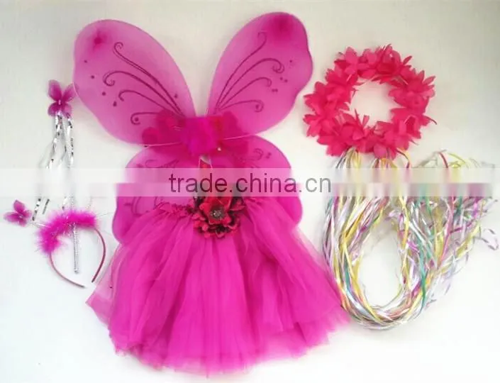 flower girls tutu dresses with butterfly wings costume set