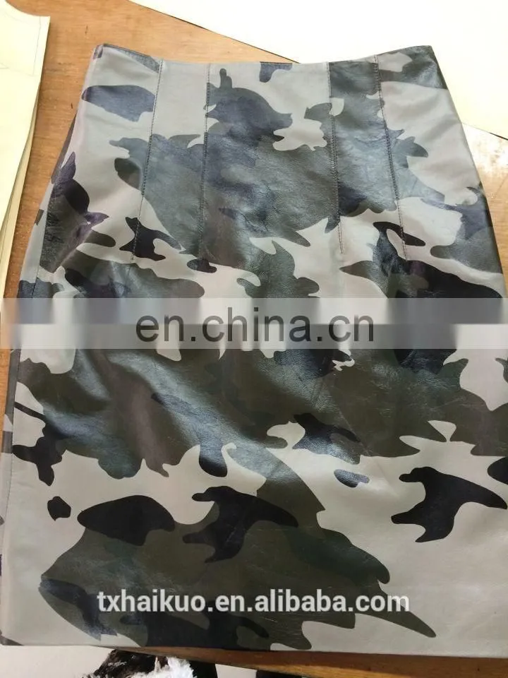 Ladies' elegant camouflage color skirt with slit at back