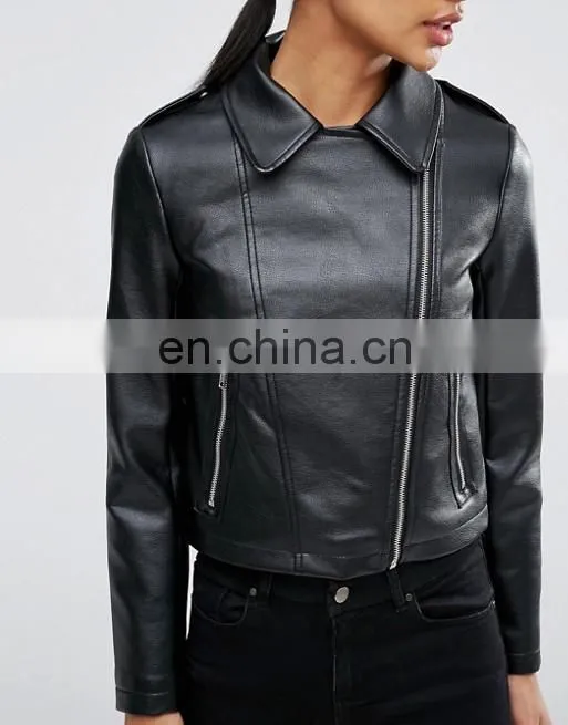 2017 latest fashion women motorcycle short leather jackets