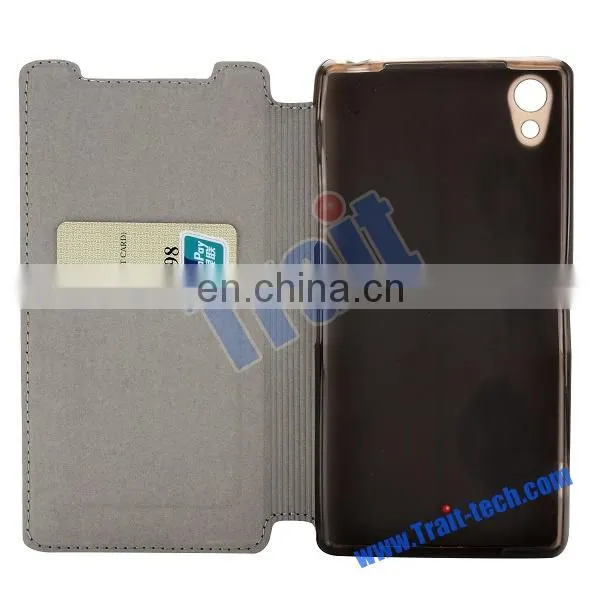 Noble Cross Pattern Flip Stand Waterproof Case for Sony Xperia Z Z2 D6502 D6503 D6543 with Card Slot