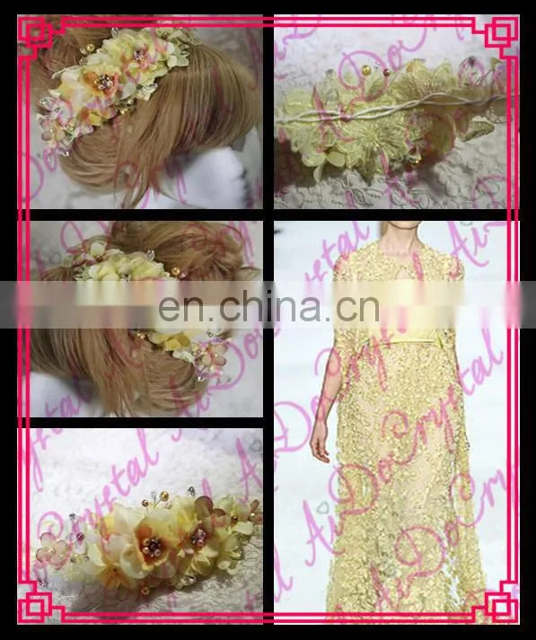 Aidocrystal yellow plastic crown flower,artificial flowers hair accessories for wedding