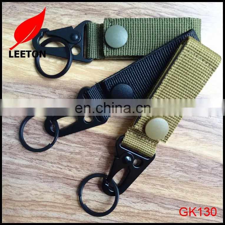 Factory supply custom durable webbing keychain with hook