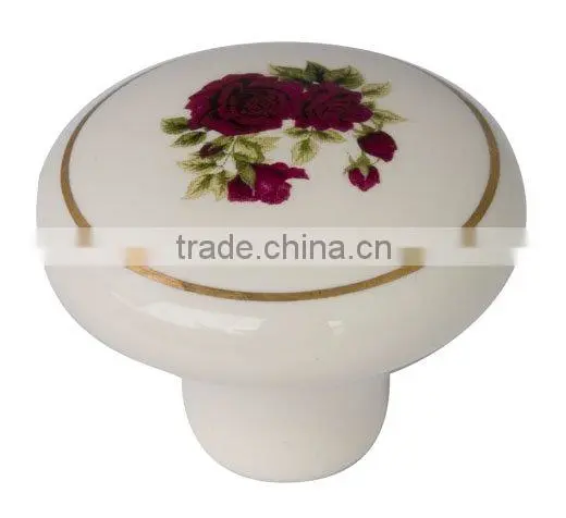 Ceramic handle furniture knob in white colour