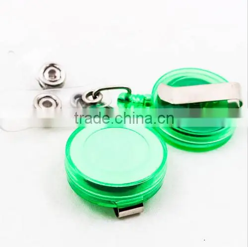 Round Retractable ID Reel Chain Badge Holder Key Tag Clip 32mm Lot