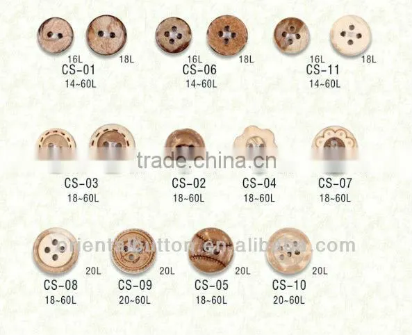 4 holes natural wood buttons with engraved anchor