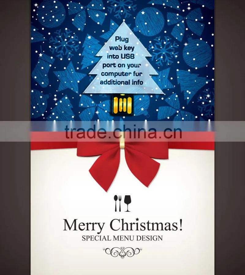 2014 New China products for sale Mordern Christmas gift paper greeting USB business card