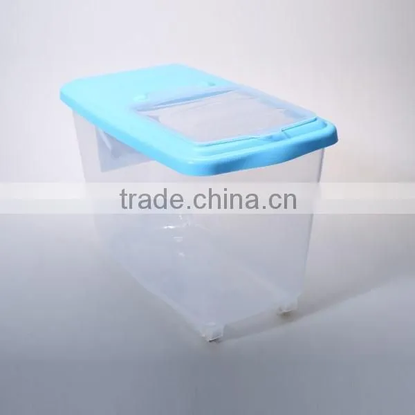 Transparent 15L Plastic Rice Storage Container with Wheel