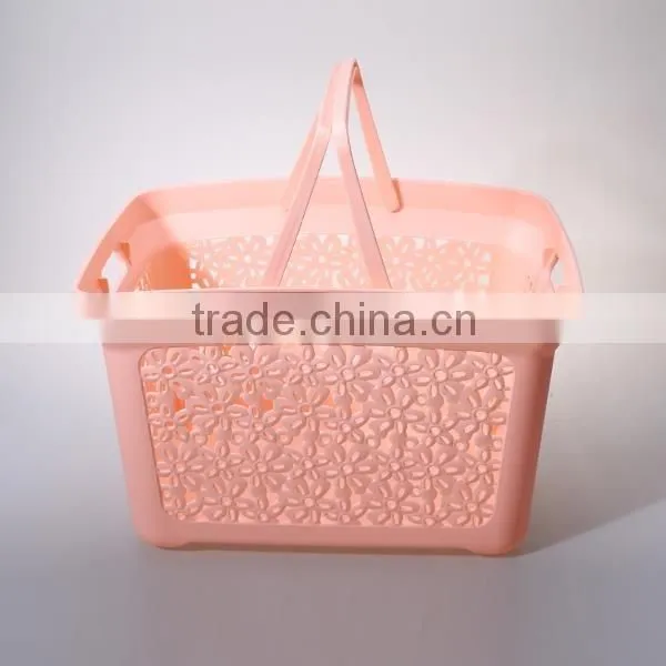 Nice Flower Design Plastic Picnic Basket with Lid and Handle