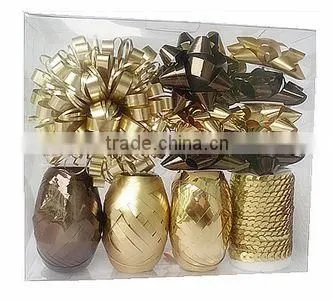 2015 Pretty Metallic Star Ribbon Bows And Easter Egg Sets with Satin Ribbon Tinsels for Gift Packing