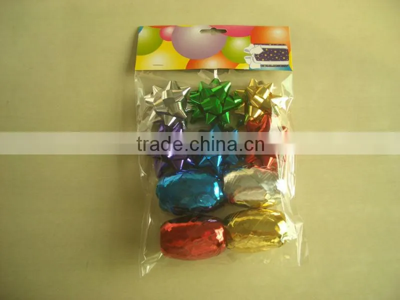 2015 Pretty Metallic Star Ribbon Bows And Easter Egg Sets with Satin Ribbon Tinsels for Gift Packing