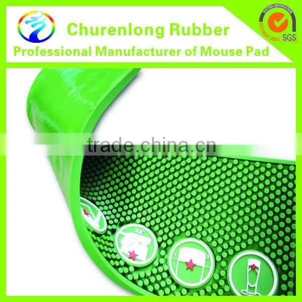 2016 Hot Selling Logo Branded Embossed Custom Anti Slip Soft PVC Beer Bar Mat