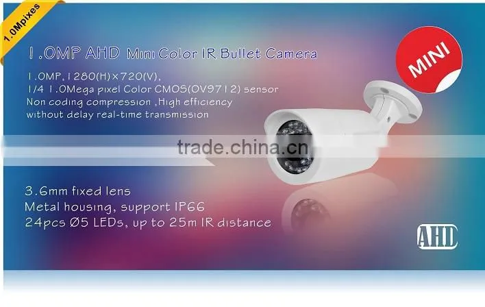 CMOS Sensor 720P Night Vision Megapixel AHD Camera Bullet CCTV Camera 3.6 mm Fixed Lens