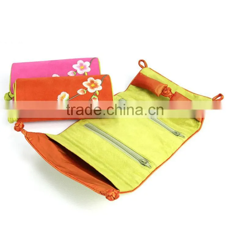 Satin and Suede Travel Jewelry Collection Roll