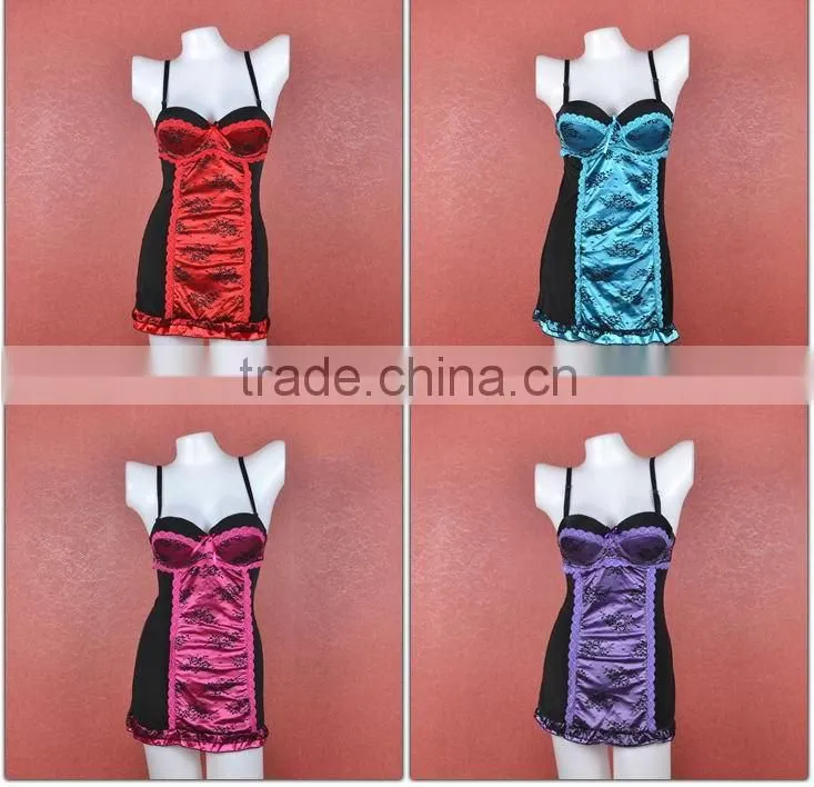 Sexy hot elastic lacy satin transparent lingeries babydolls 5069