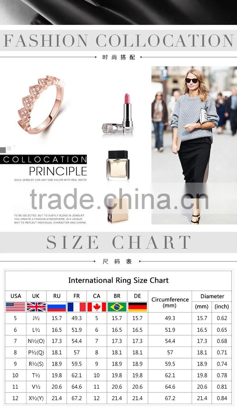 New trend heart love dubai gold ring designs models finger ring for women