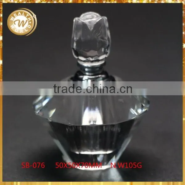 Modern best selling flat round crystal perfume bottle
