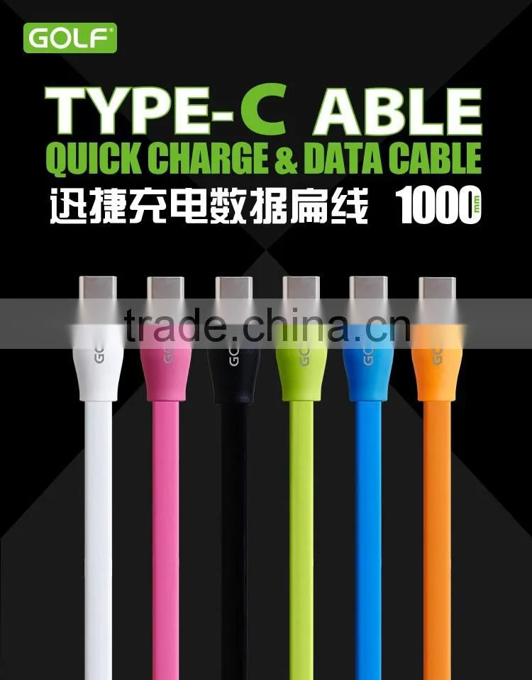GOLF Original 1M type-c quick charge and data cable 2.1A TPE flat wire cable for type-c device