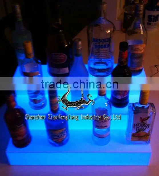 Glowing LED Bottle Display 3 Tier / perspex store display stand