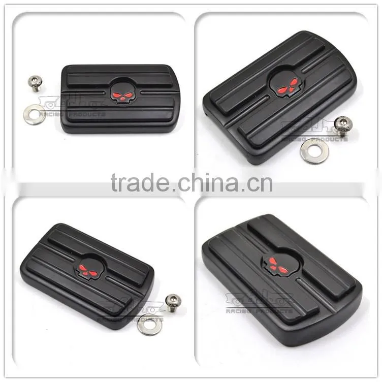 BJ-FP216-052 Skull Large Billet Aluminum Brake Pedal Pad Cover For 1980-up Harley Touring