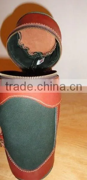 Fashion Design Handmade Faux PU leather antique wine carrier