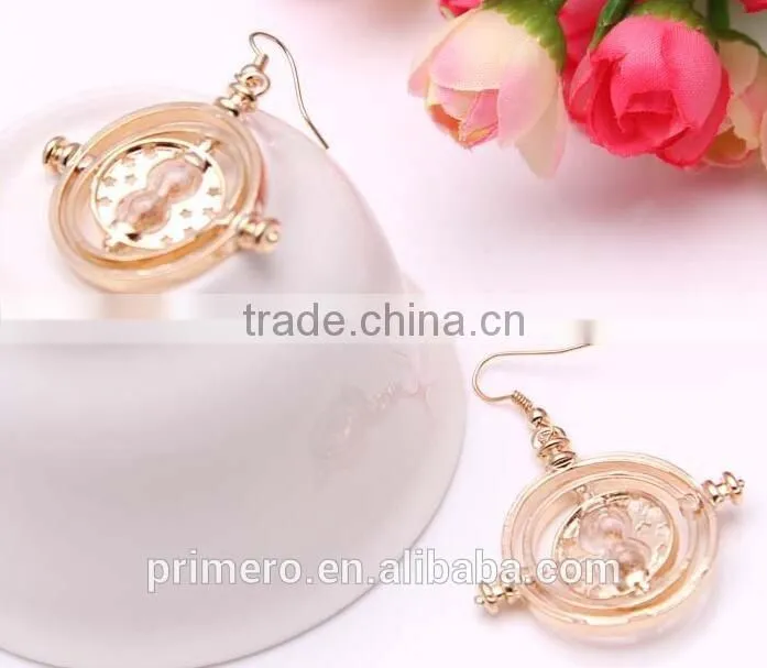 Hot Sale Drop 18K Gold Plating Time Turner Design Hourglass Dangle Earrings