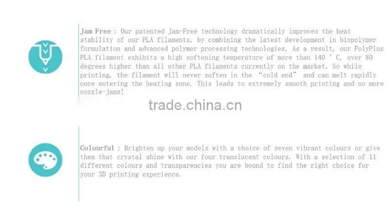 High quality abs plastic for 3d printe/translucent pla filament with great price