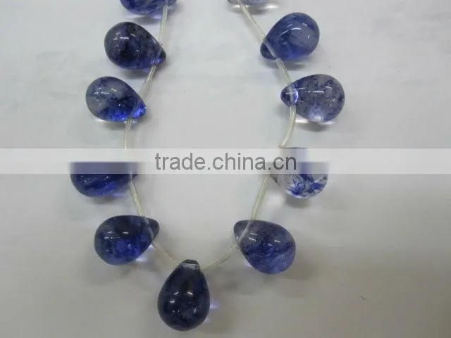 Natural gemstones biue cherry quartz pear shape pendant