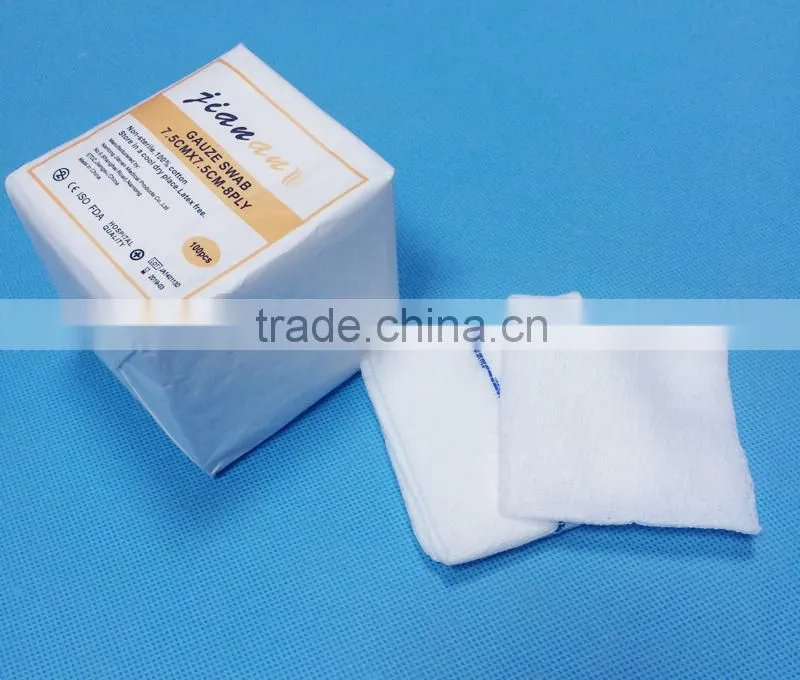 19x15, absorbent gauze swabs ,gauze sponges , 4''x4''-8ply, non-sterile