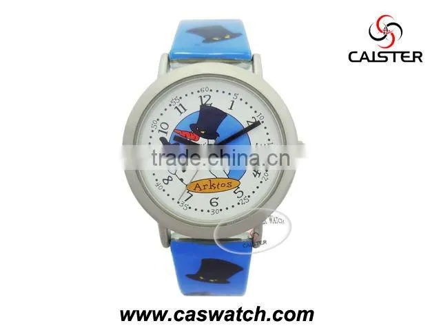 Lovely cartoon dial background chidren plastic watch with PVC band