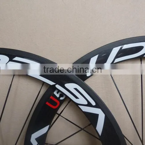 UDELSA U50 chinese carbon tubular wheels for road bike super light weight red hubs