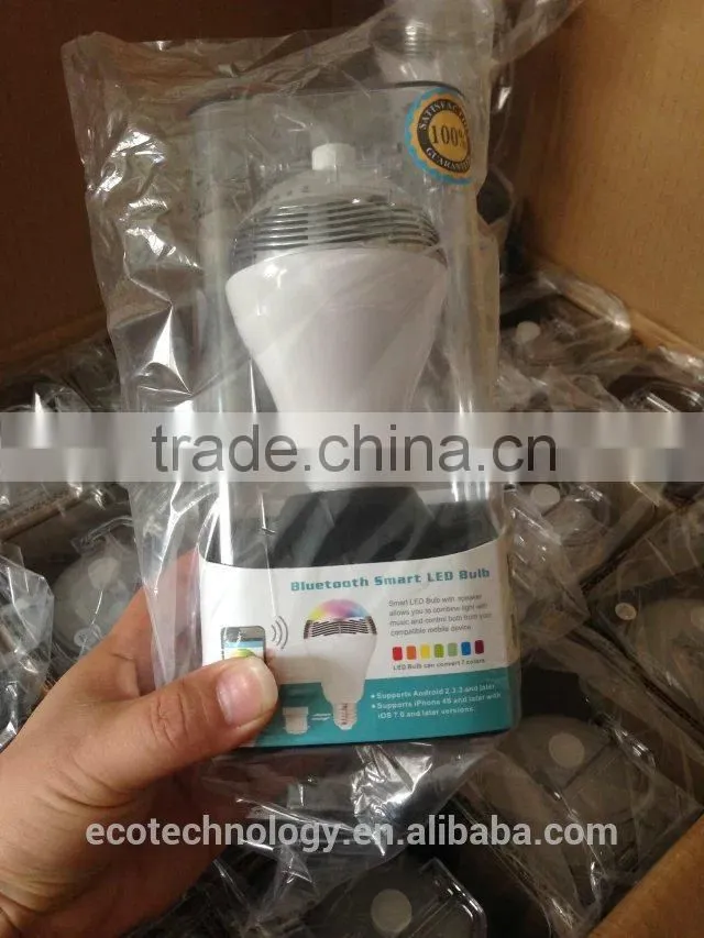 BL05 Bluetooth 4.0 Music Audio LED Speaker 7 Colors Bulb LED Light Lamp White E27 Mobilephone App Control For Iphone Samsung