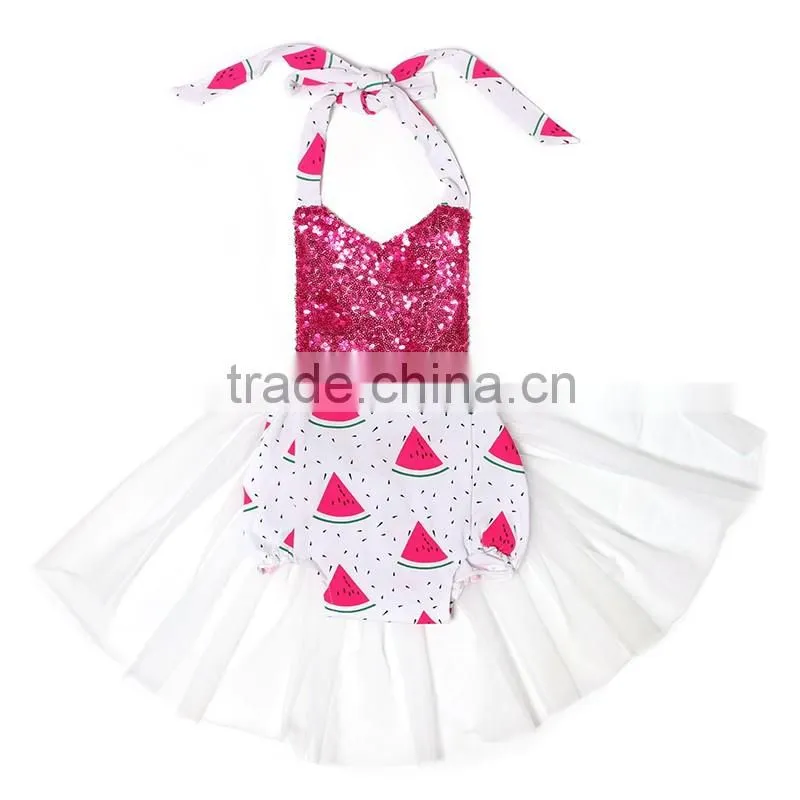 2016 Hot Sale Baby Ruffle Watermelon Printed Romper Backless Girls Fashion Breathable Romper