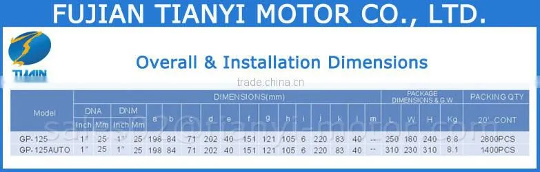 GP125AUTO Water Pump Brand