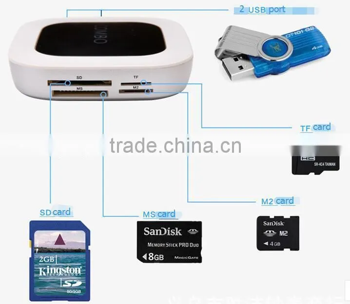 2 ports USB hub 2.0 HUB Micro USB Adapter multi sd card reader