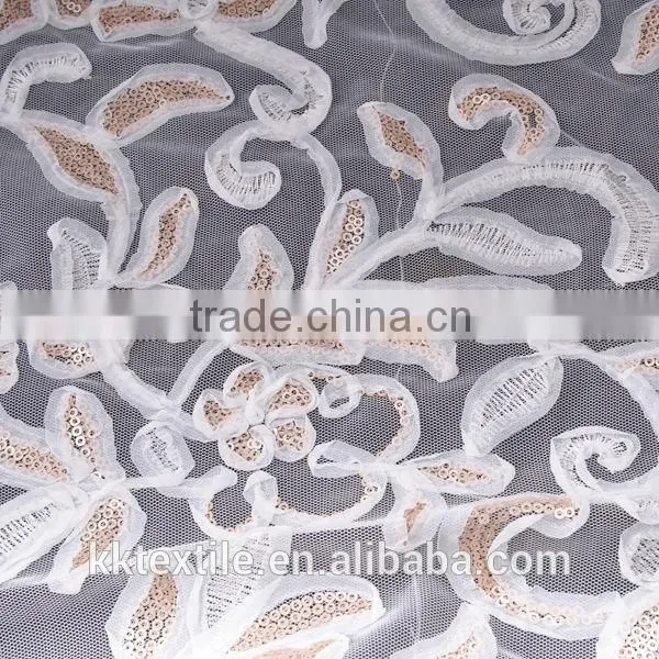 New design high quanlity sequin and chiffon embroidery/3d lace fabric for garments