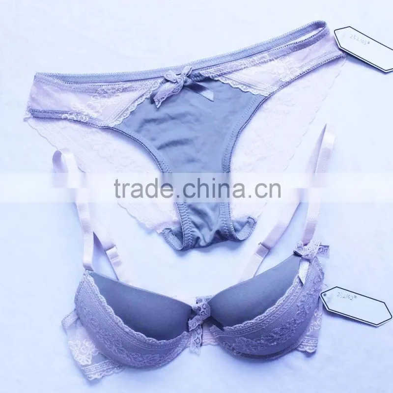 OEM underwear fancy girl bra and panties with lace sexy ladies bra set