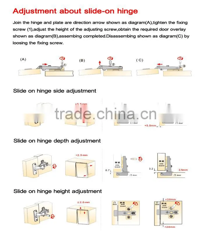 clip on kitchen cabinet hardware two way door hinge