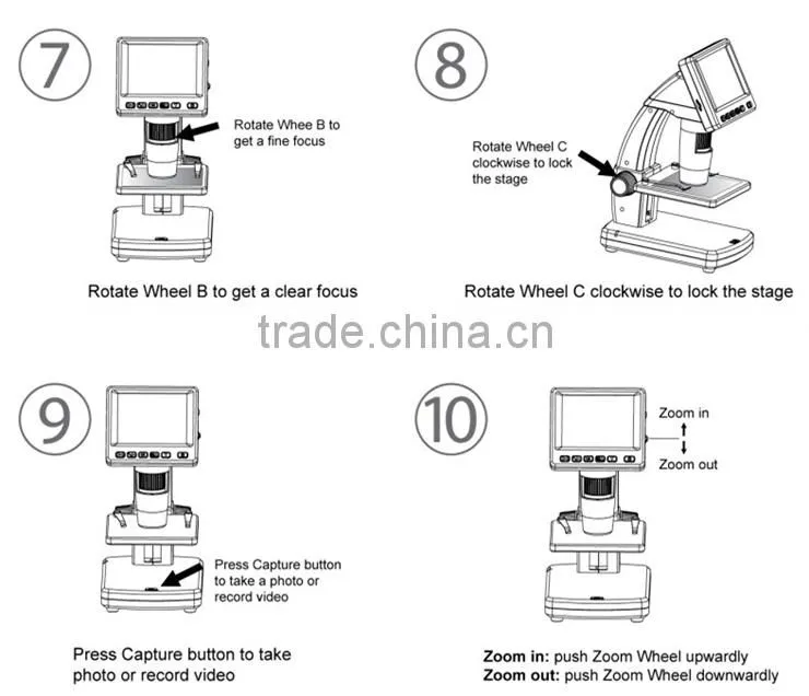 1000X 5M USB digital microscope with 3.5 inch LCD comply to CE/FCC/ROHS factory price