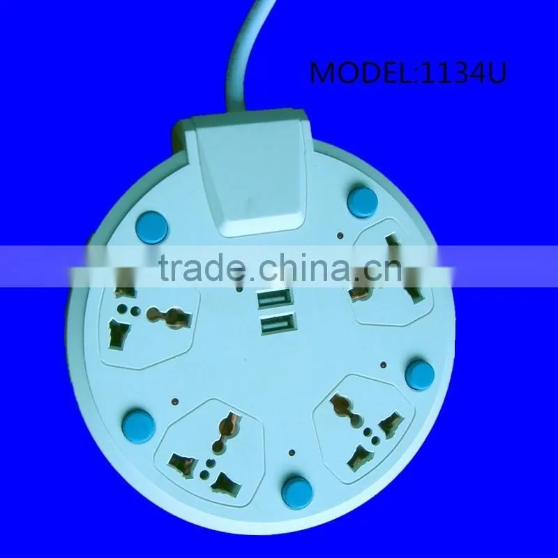 4 gang circle ac power supply industrial electric switch outlet multi socket extension cord plastic 13a socket usb